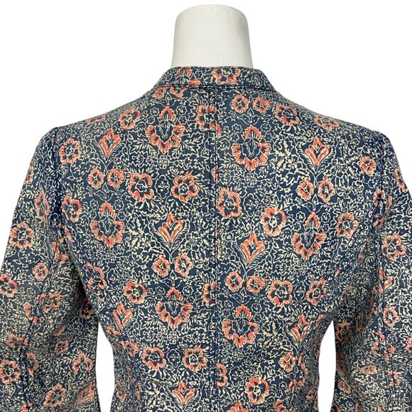 Free People Floral Print Blazer Jacket 6 Faded Blue Floral - Picture 9 of 14